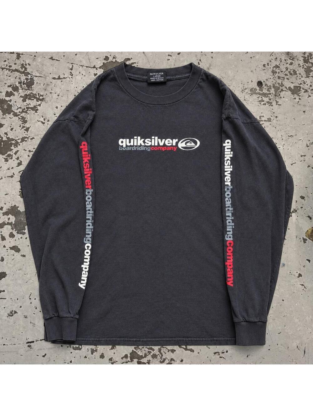 Mens Vintage quad hit Quiksilver long sleeve cotton shirt Size L